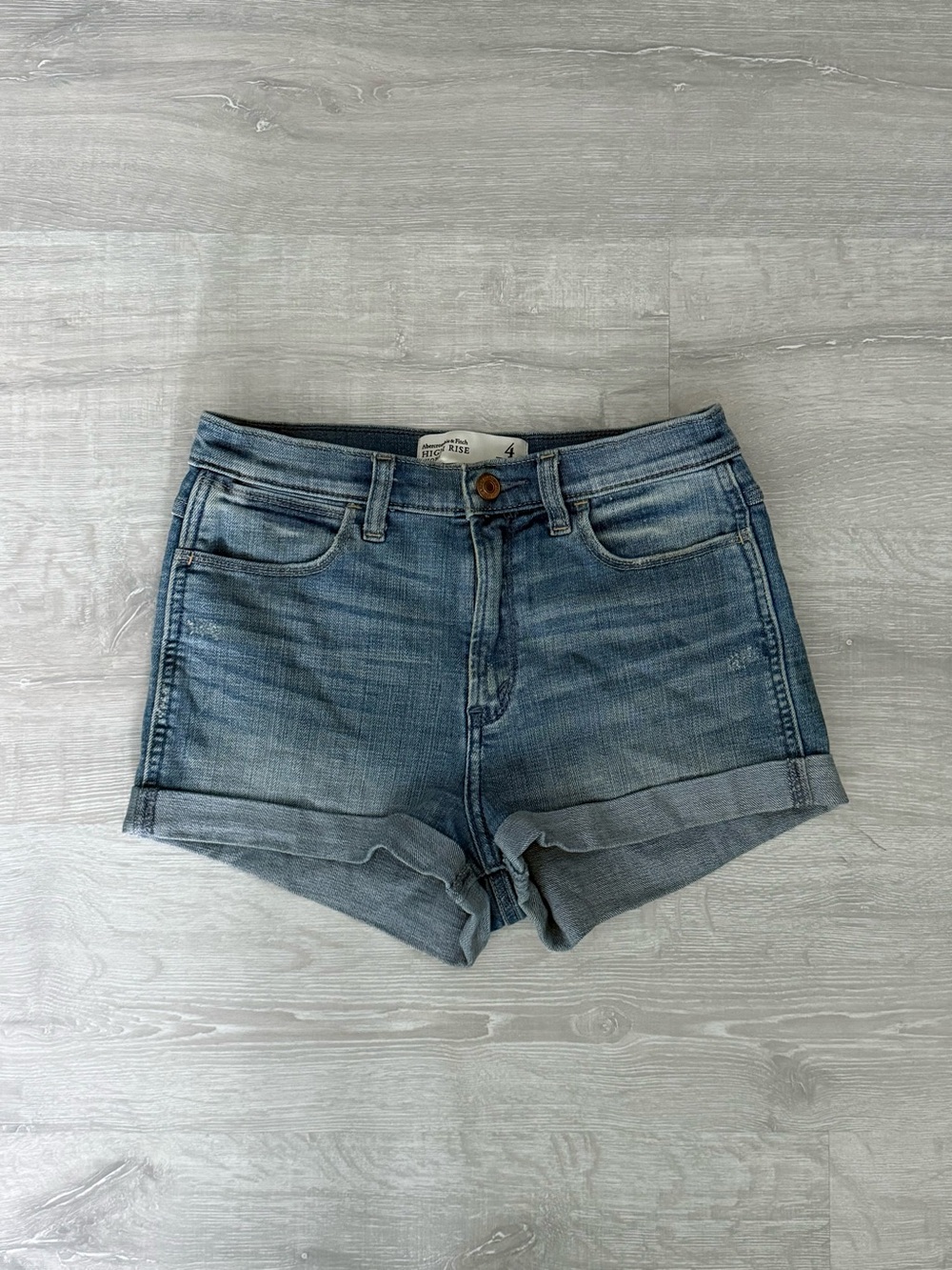 Abercrombie & Fitch Light Blue Rolled Hem Denim Shorts